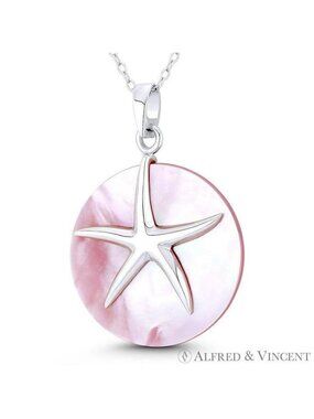 Starfish Boho Beachbum Pink Mother-of-Pearl .925 Sterling Silver Sealife Pendant